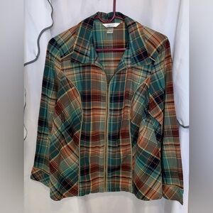 CJ Banks Multicolor Plaid Shirt Women’s Size X 99% Cotton